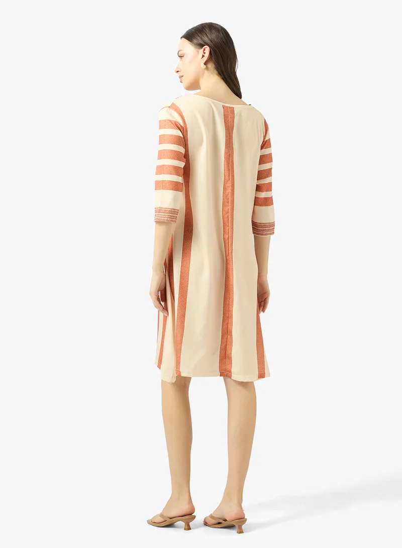 Ginger V Neck Stripe Kaftan Beach Dress